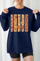 UL240P-E3110 Brushstroke Boho Fall Graphic Plus Long Sleeve Tee $17