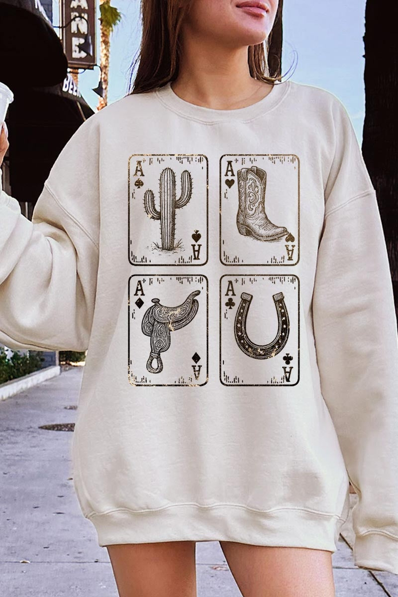 UL180P-E3094 Western Cowgirl Card Graphic Plus Sweatshirt $25