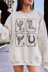 UL180-E3094 Western Cowgirl Card Graphic Sweatshirt $20
