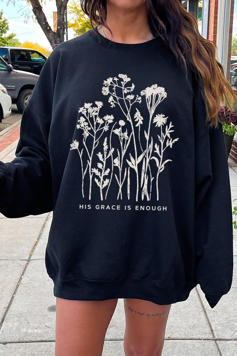 UL180P-E3146 Christian Wildflower Graphic Plus Sweatshirt $25