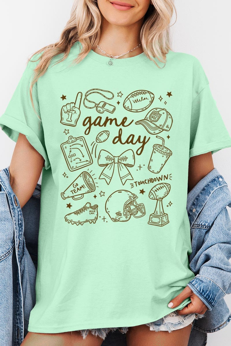 5000P-E3081 Football Doodles Graphic Plus Heavy Cotton Tee $12.75