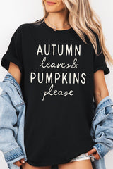 5000-E3158 Autumn Leaves Pumpkins Graphic Heavy Cotton Tee $9
