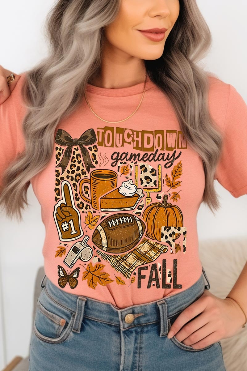 US3001-E3134 Fall Football Collage Graphic Tee $12.5