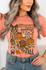 US3001-E3134 Fall Football Collage Graphic Tee $12.5