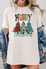 5000P-E3200 Merry Christmas Trees Graphic Plus Heavy Cotton Tee $12.75