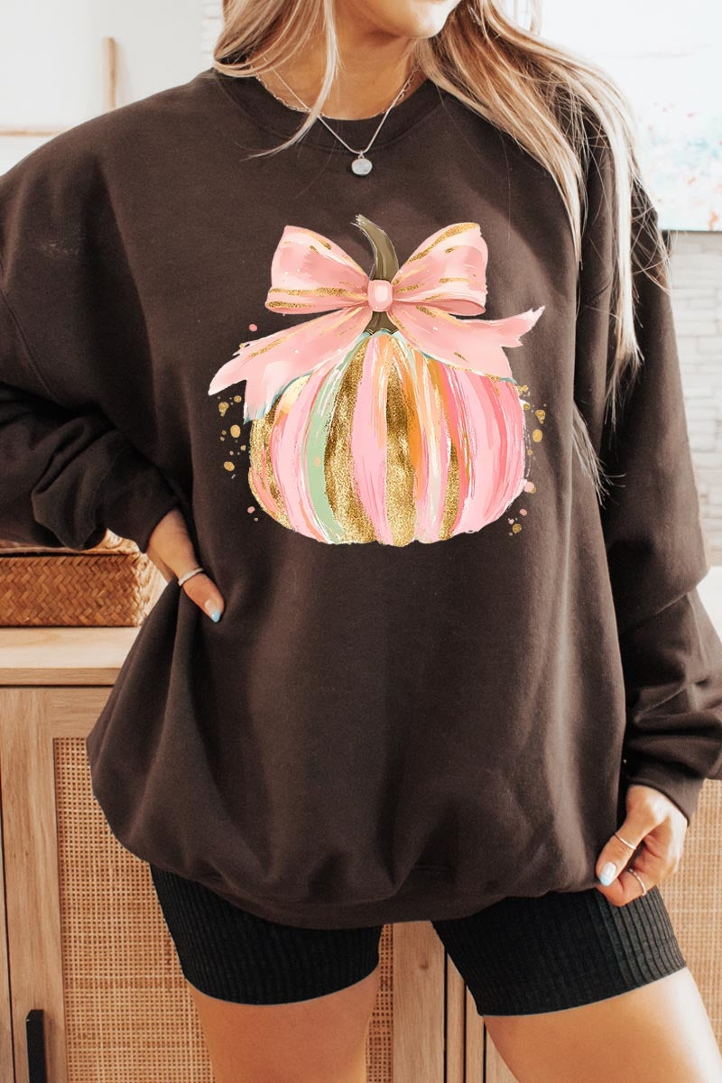 UL180P-E3083 Brushstroke Pumpkin Graphic Plus Sweatshirt $25