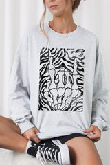 UL240P-E3177 Skeleton Hands Zebra Graphic Plus Long Sleeve Tee $17