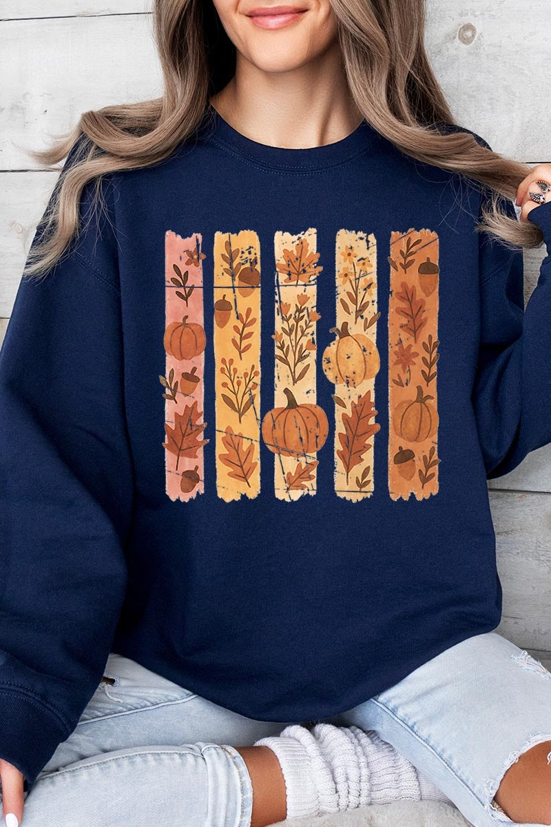 UL180P-E3110 Brushstroke Boho Fall Graphic Plus Sweatshirt $25