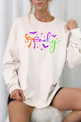UL240P-E3109 Spooky Halloween Graphic Plus Long Sleeve Tee $17