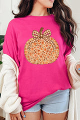 5000P-E3135 Floral Fall Pumpkin Graphic Plus Heavy Cotton Tee $12.75