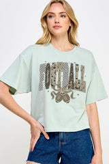 CTS-E3132 Camo Football Graphic Relaxed Crop Top $11