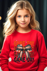 UL180B-E3088Z Orange Black Football Game Day Bow Kids Sweatshirt $20