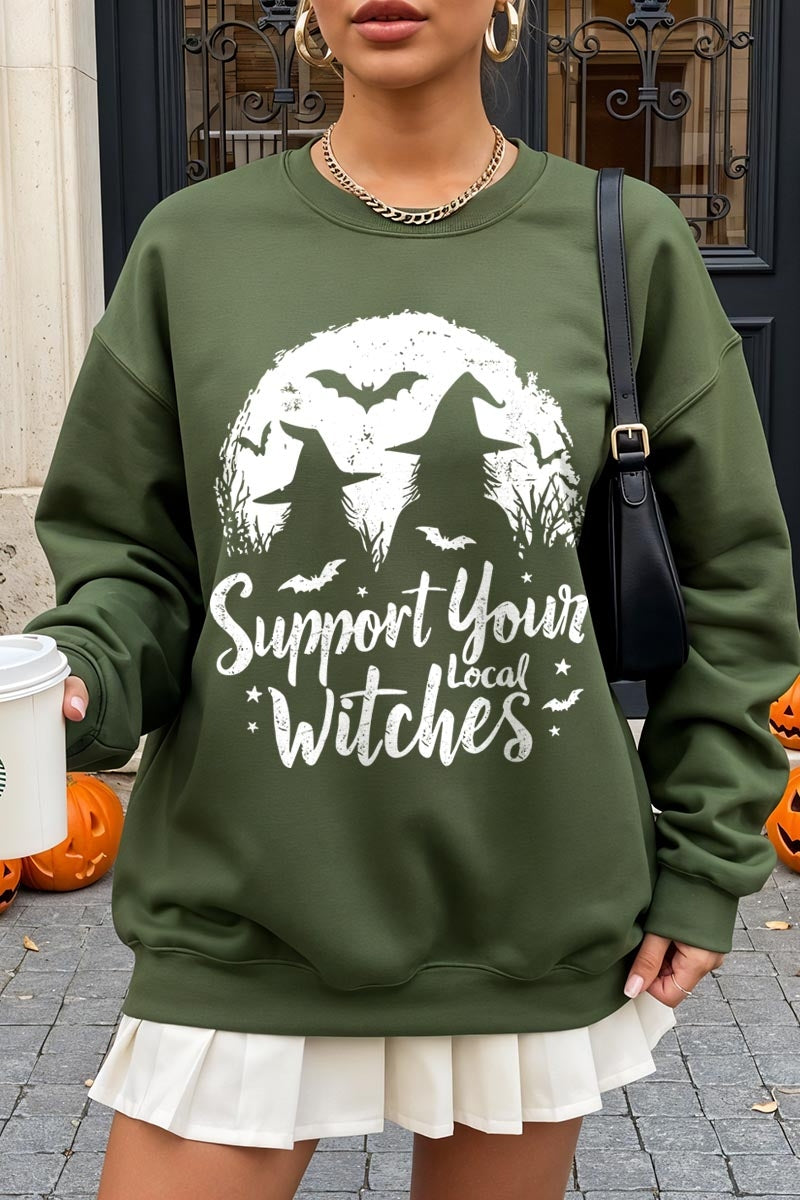 UL180P-E3161 Local Witches Halloween Graphic Plus Sweatshirt $25
