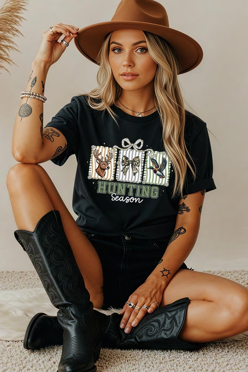 5000-E3192 Deer & Duck Hunting Season Graphic Heavy Cotton Tee $9