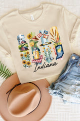 US3001-E3061IN Indiana State Brushstroke Graphic Tee $12.5