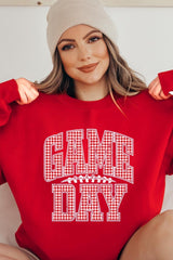 UL180-E3126 Red Gingham Game Day Graphic Sweatshirt $20