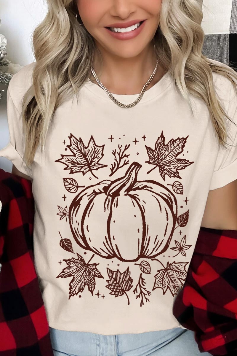 US3001-E3162 Fall Pumpkin Graphic Tee $12.5