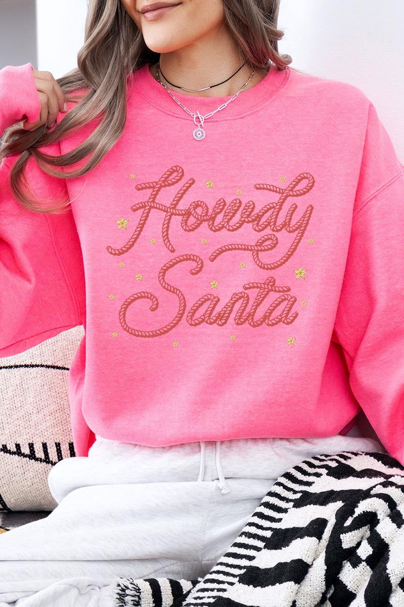 UL180-E3199 Howdy Santa Graphic Sweatshirt $20