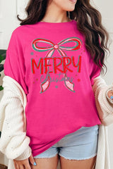 5000P-E3197 Merry Christmas Bow Graphic Plus Heavy Cotton Tee $12.75