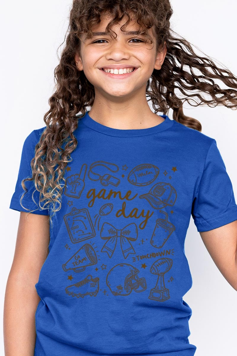 US3001Y-E3081Z Football Doodles Kids Graphic Tee $11