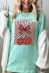 US3001P-E3196 Cherry Ornament Christmas Graphic Plus Tee $16