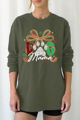 UL240P-E3194 Dog Mama Christmas Paw Graphic Plus Long Sleeve Tee $17