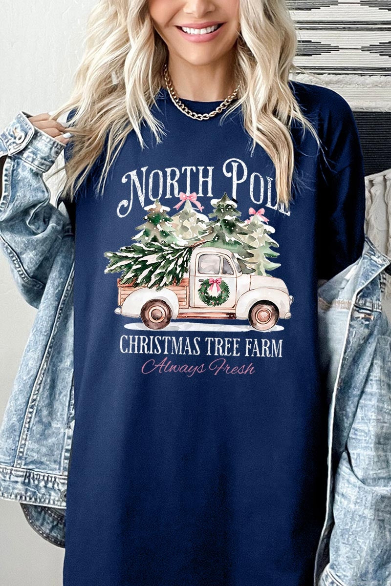 5000P-E3174 North Pole Christmas Graphic Plus Heavy Cotton Tee $12.75