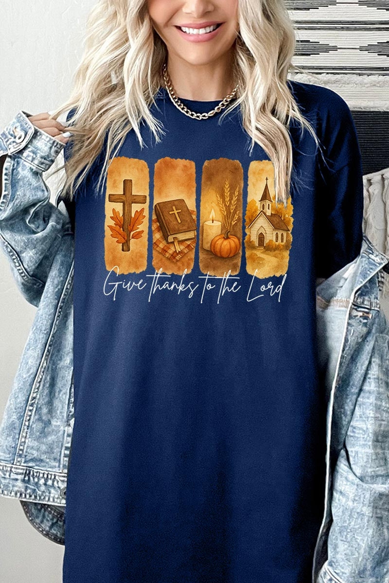5000-E3169 Give Thanks To The Lord Graphic Heavy Cotton Tee $9