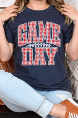 US3001-E3126 Red Gingham Game Day Graphic Tee $12.5