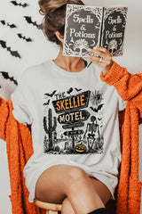 US3001-E3108 Skellie Motel Halloween Graphic Tee $12.5