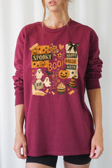 UL240-E3084 Halloween collage Graphic Long Sleeve Tee $13.75