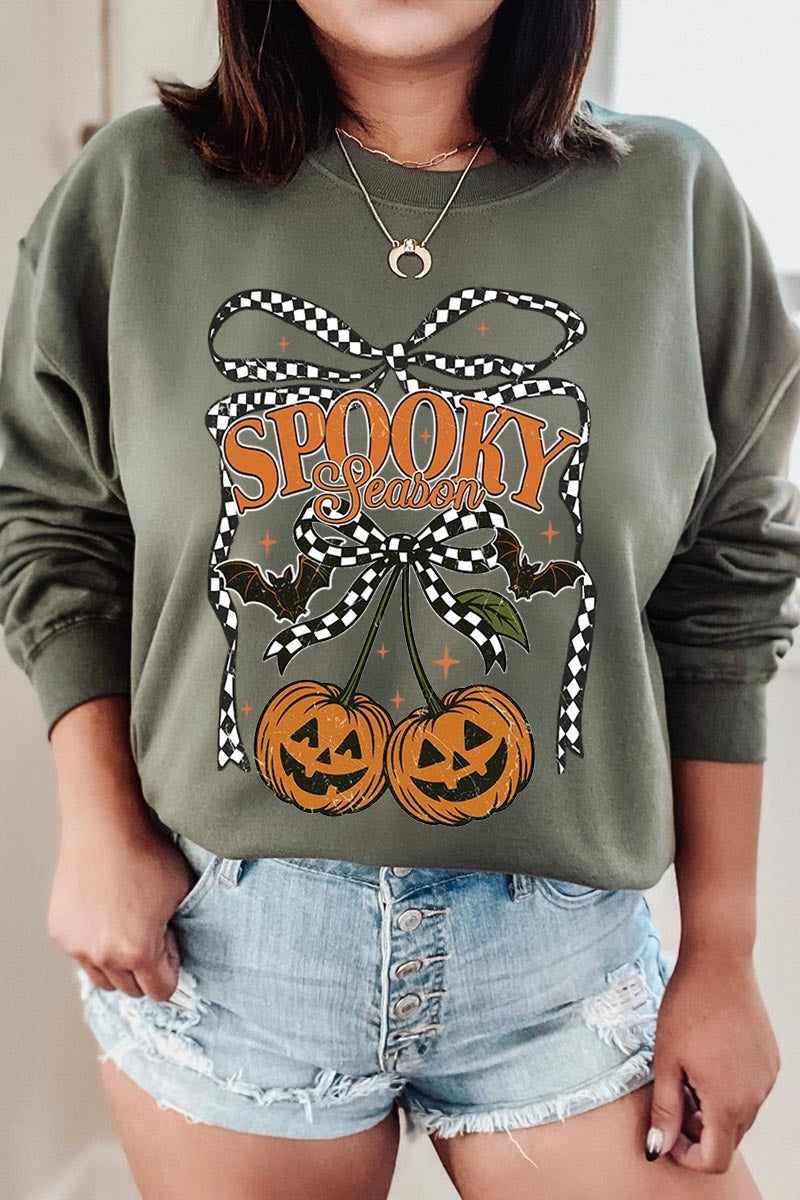 UL180-E3085 Pumpkin Cherries Graphic Sweatshirt $20
