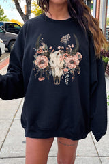 UL180-E3113 Western Skull Floral Graphic Sweatshirt $20