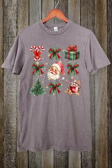 LS002-E3217 Santa Gifts & Bows Christmas Graphic Vintage Tee $15.5