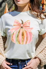 US3001-E3083 Brushstroke Pumpkin Graphic Tee $12.5
