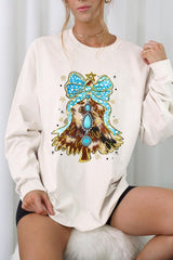 UL240P-E3184 Turquoise Christmas Tree Graphic Plus Long Sleeve Tee $17