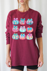 UL240P-E3137 Coquette Pumpkin Graphic Plus Long Sleeve Tee $17
