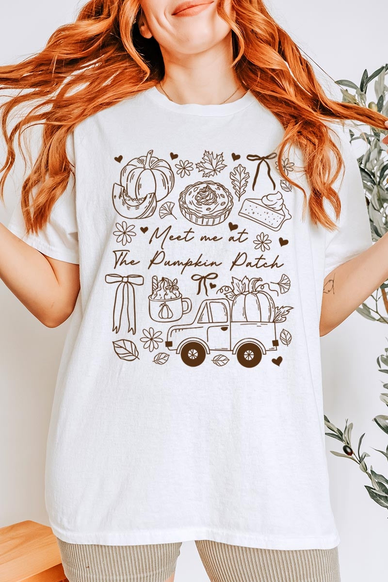 5000P-E3163 Pumpkin Patch Doodle Graphic Plus Heavy Cotton Tee $12.75