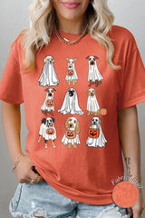 5000P-E3106 Halloween Ghost Dog Graphic Plus Heavy Cotton Tee $12.75