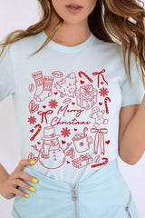 US3001P-E3181 Christmas Doodle Graphic Plus Tee $16