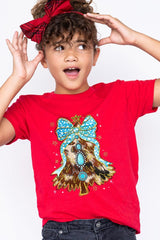 US3001Y-E3184Z Turquoise Christmas Tree Kids Graphic Tee $11