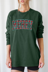 UL240P-E3210 Classic Plaid Merry Graphic Plus Long Sleeve Tee $17