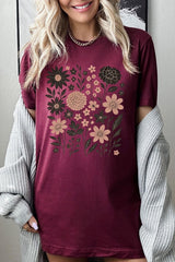 US3001-E3178 Fall Floral Garden Graphic Tee $12.5
