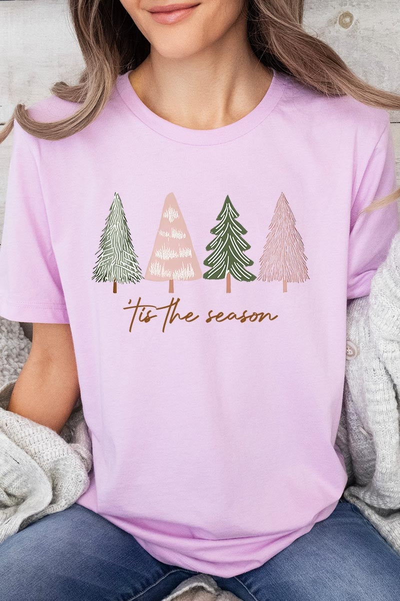 US3001P-E3218 Rustic Christmas Trees Graphic Plus Tee $16