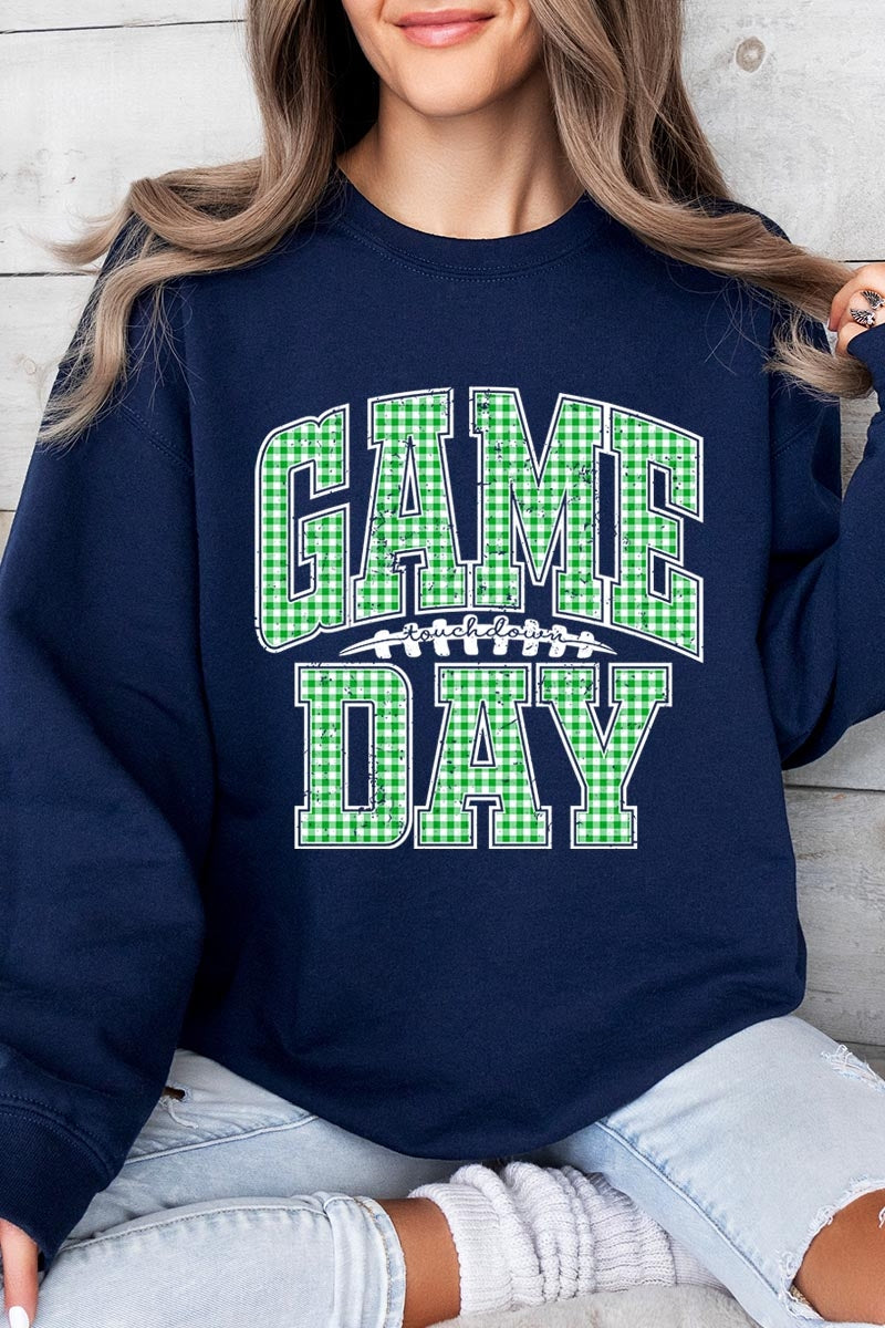UL180-E3128 Green Gingham Game Day Graphic Sweatshirt $20