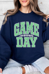 UL180P-E3128 Green Gingham Game Day Graphic Plus Sweatshirt $25
