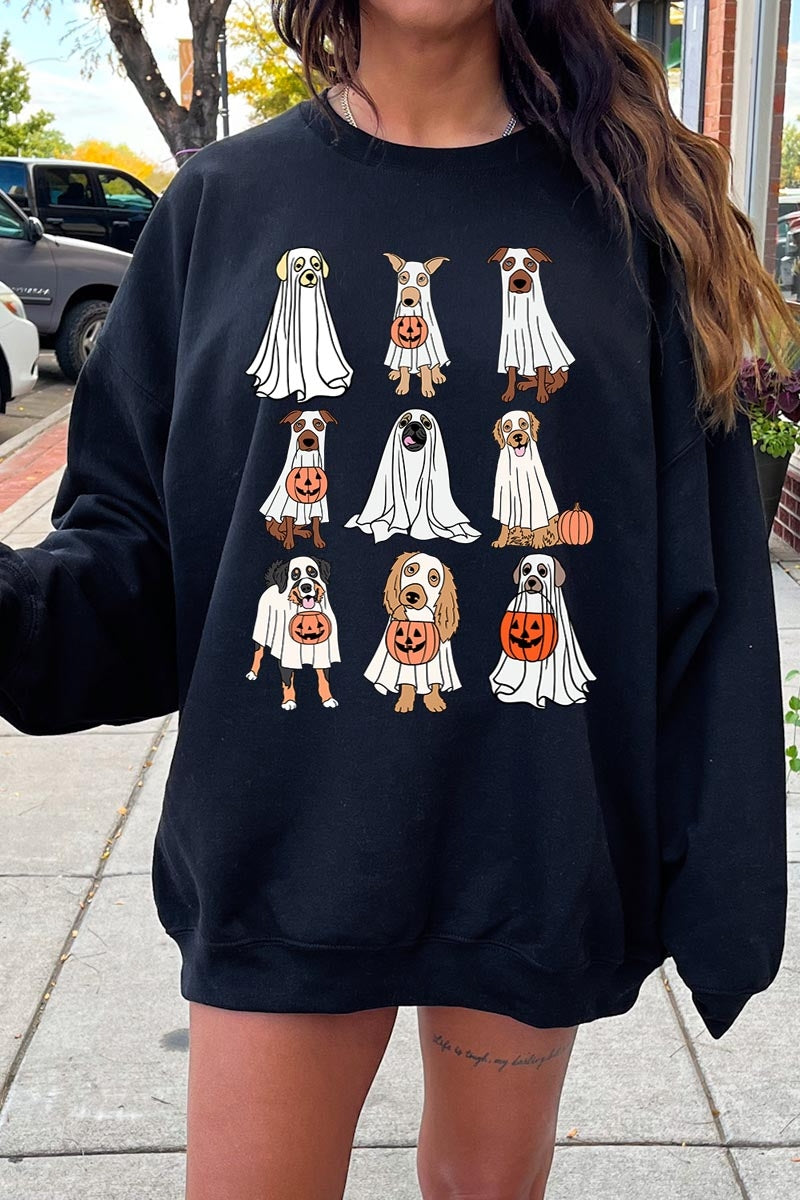UL180-E3106 Halloween Ghost Dog Graphic Sweatshirt $20
