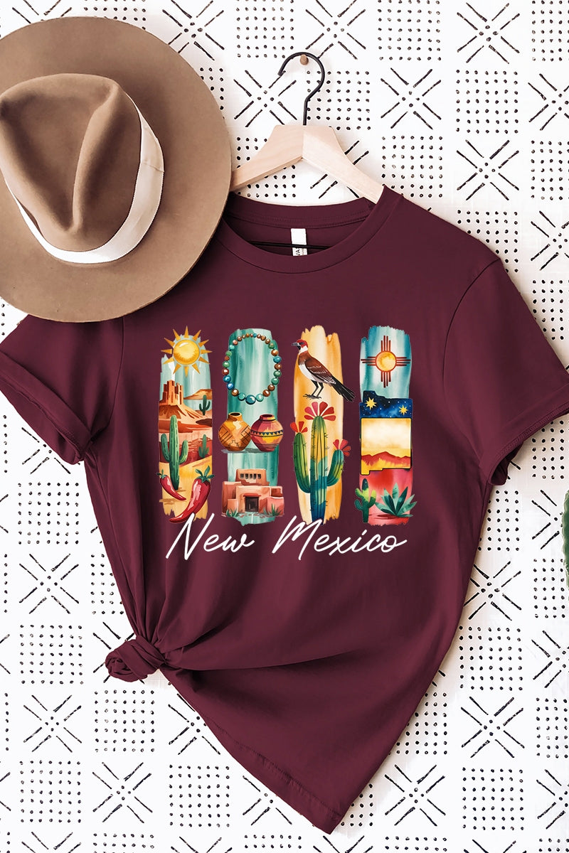 US3001-E3061NM New Mexico State Brushstroke Graphic Tee $12.5