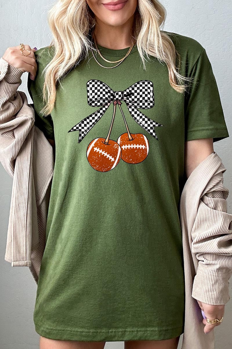 US3001P-E3055 Football Cherries Graphic Plus Tee $16