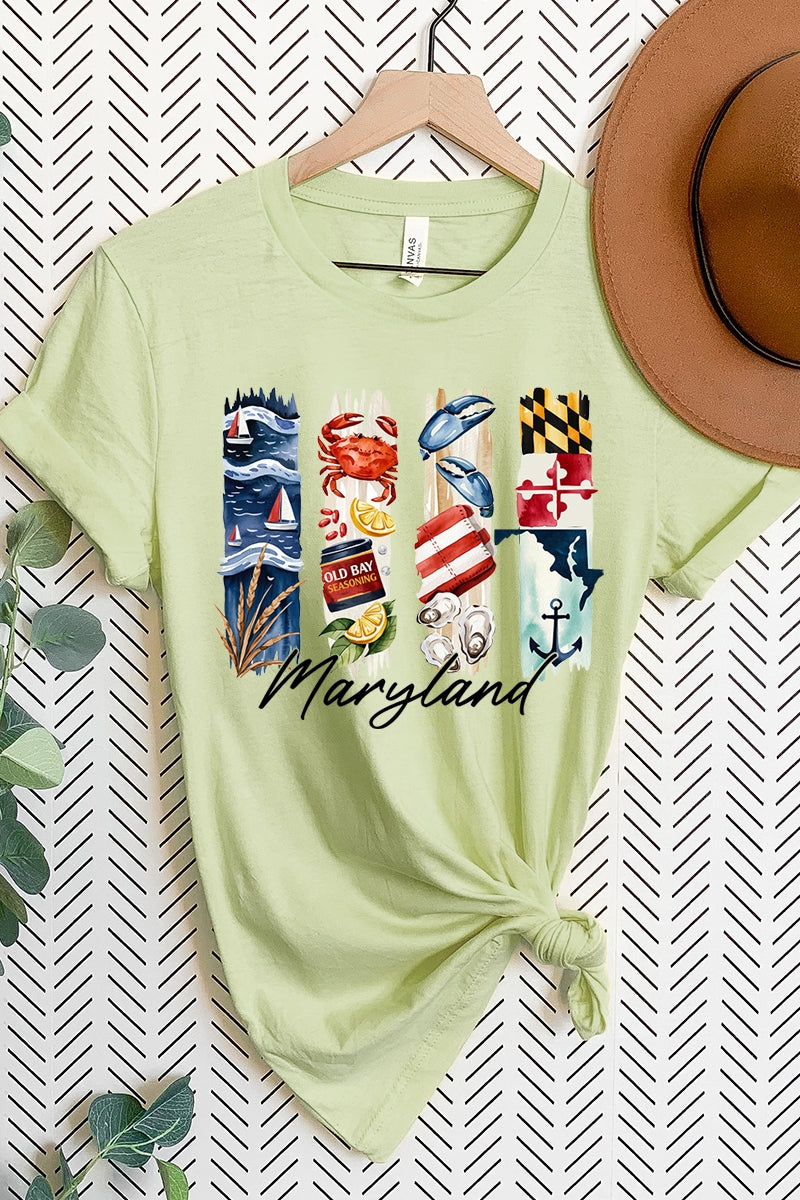 US3001-E3061MD Maryland State Brushstroke Graphic Tee $12.5